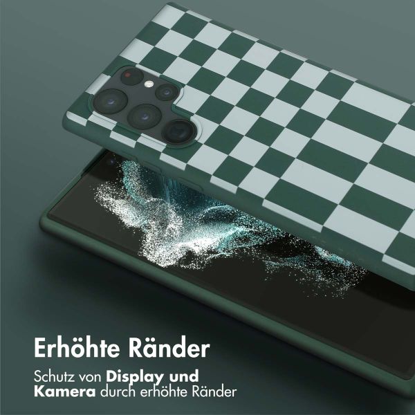 Selencia SilikonHülle design mit abnehmbarem Band Samsung Galaxy S22 Ultra - Irregular Check Green