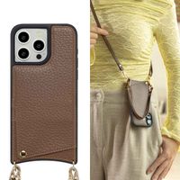 Selencia Nova HandyHülle mit Kordel und Kartenhalter Apple iPhone 15 Pro Max - Mocha Brown