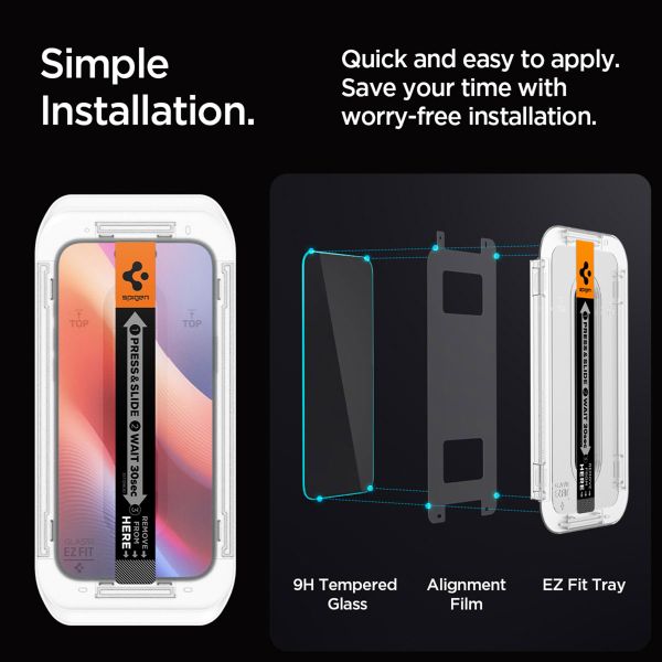 Spigen GLAStR Privacy EZ Fit Displayschutzfolie + Applicator Apple iPhone 16 Pro Max / 17 Pro Max