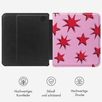 Selencia Vivid Klapphülle für das Kobo Libra Colour - Stars Rubine Red Light Pink