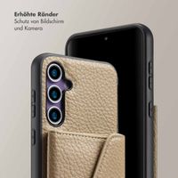 Selencia Sera Kordel-Hulle mit Kartenhalter-Umschlag für das Samsung Galaxy S23 FE - Beige