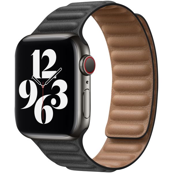 Apple Leather Link für die Apple Watch Series 1-9 / SE - 38/40/41 mm / Series 10 - 42 mm - Größe M/L - Schwarz