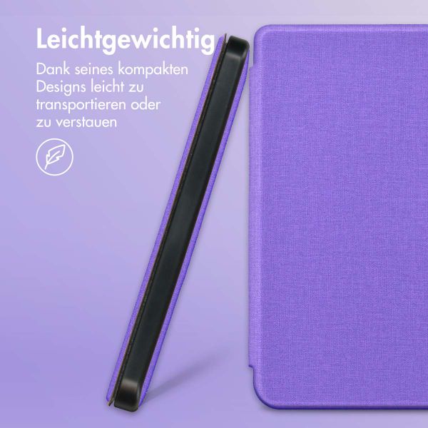 imoshion Canvas Sleepcover Klapphülle für das Kobo Clara Colour / Clara BW / Tolino Shine 5 / Shine Color - Violett