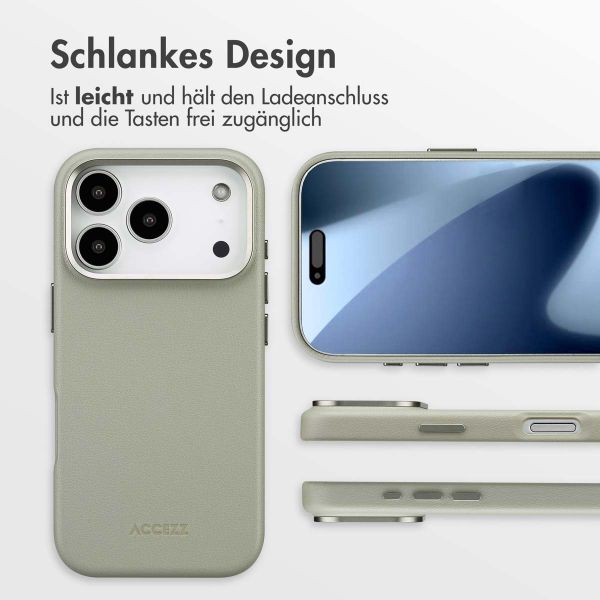 Accezz MagSafe Leather Backcover Apple iPhone 17 Pro - Light Grey