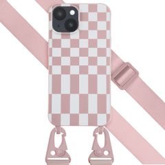 Selencia Silikonhülle design mit abnehmbarem Band für das iPhone 14 - Irregular Check Sand Pink