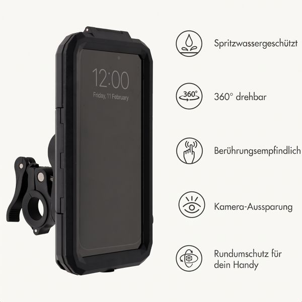 imoshion Premium Fahrrad-Handyhalterung - Spritzwassergeschützt - 360° drehbar - Universal - Schwarz