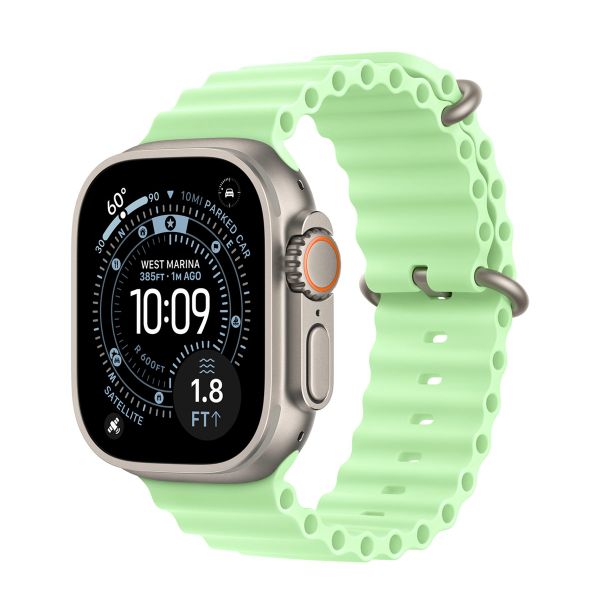 Apple Ocean Armand für das  Apple Watch Series 1 t/m 11 / SE / Ultra (44/45/46/49 mm) - Neon / Green Natural Titanium