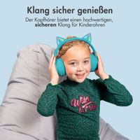 imoshion Kabellose Kinderkopfhörer LED Light Cat Ear - Dezibelbegrenzer - Mit AUX-Kabel - Hellblau