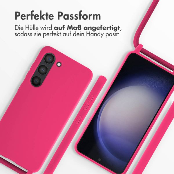 imoshion Silikonhülle mit Band für das Samsung Galaxy S23 - Rosa fluoreszierend