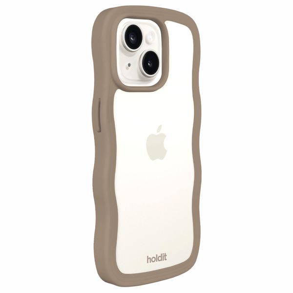 Holdit Wavy Case für das iPhone 13/14/15 - Mocha Brown / Transparent