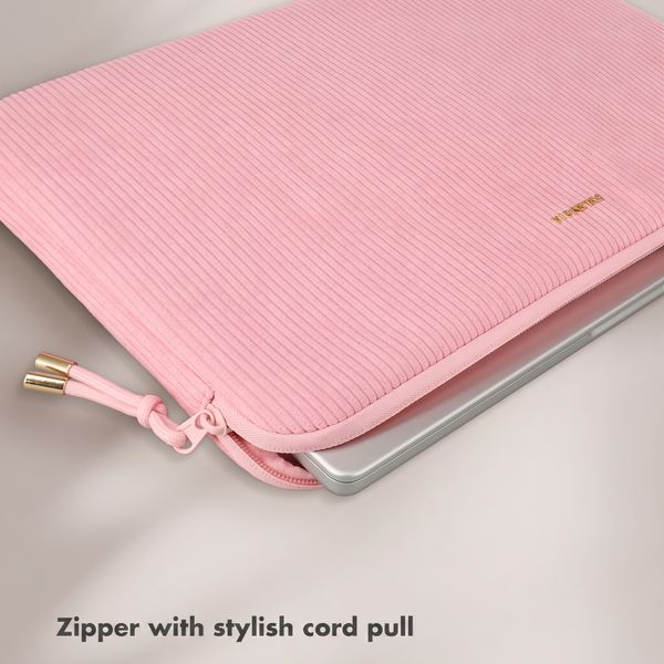 Selencia Cord Laptop Hülle 15-16 Zoll - Laptop Sleeve - Soft Blush
