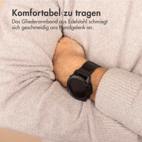 Accezz Mattes Titanstahlarmband -   Garmin 26 mm Anschluss - Schwarz