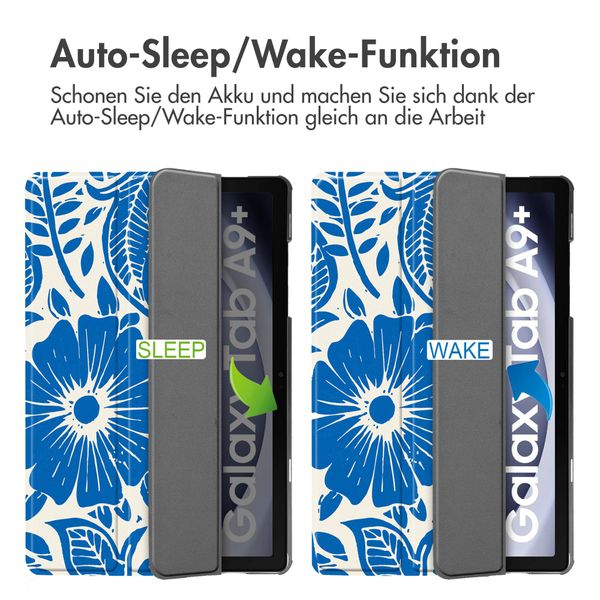 imoshion Design Trifold Klaphülle Samsung Galaxy Tab A11 Plus / A9 Plus - Flower Tile