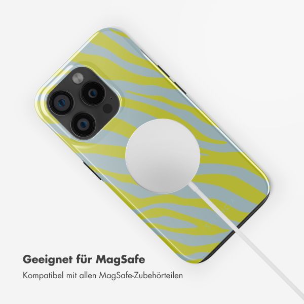 Selencia Vivid Tough Back Cover MagSafe für das iPhone 15 Pro - Zebra Winter Sky Titanium Yellow