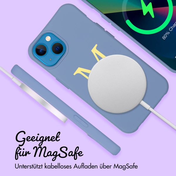 Personalisierte Color Backcover MagSafe mit abtrennbarem Band und Buchstaben für iPhone 13 - Ash Blue