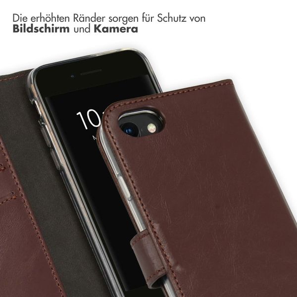 Selencia Echtleder Klapphülle iPhone SE (2022 / 2020) / 8 / 7 / 6(s) - Braun