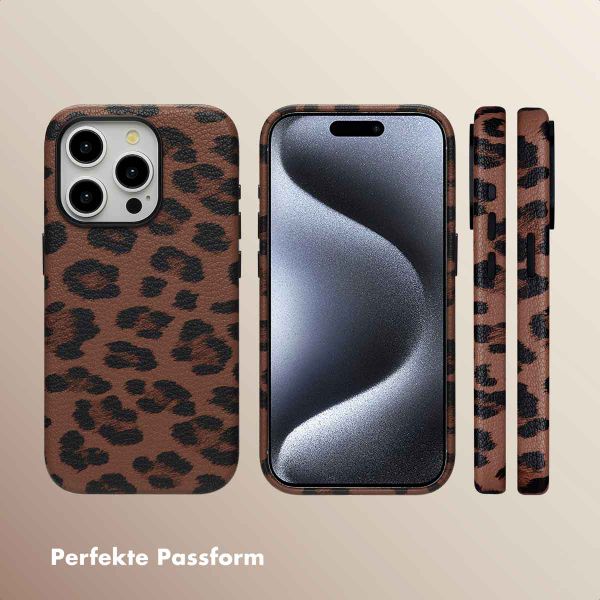Selencia Sabi Backcover Leopardenmuster mit MagSafe Apple iPhone 15 Pro - Mocha Brown