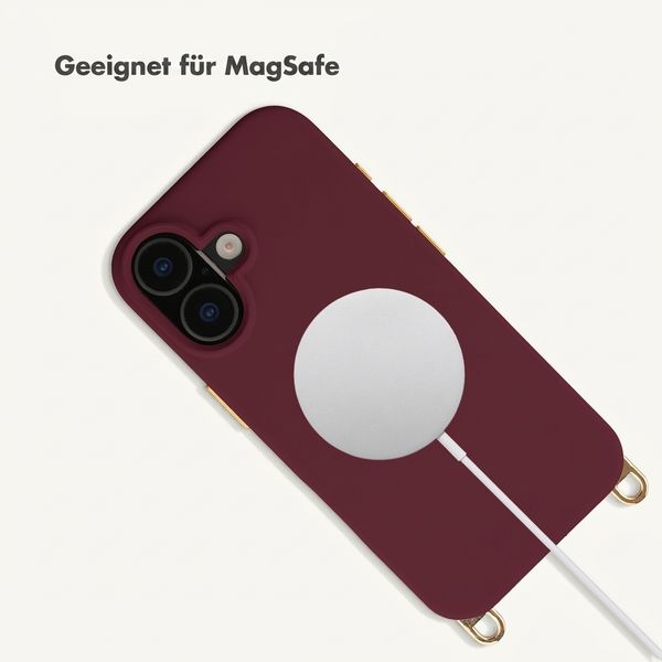 Selencia Rivièra Backcover mit MagSafe mit abnehmbaren Haken Apple iPhone 16 - Bold Burgundy