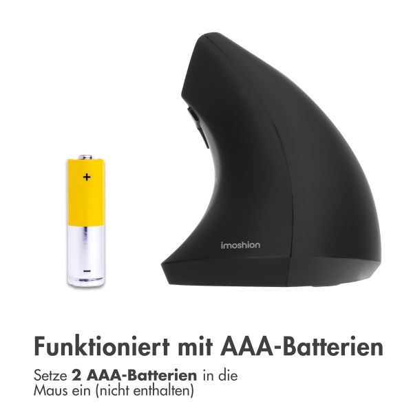 imoshion Ergonomische kabellose Maus - Rechtshändig - USB-A - Schwarz