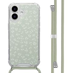 imoshion Design Hülle mit Band Apple iPhone 16 - Smoke Green Flowers