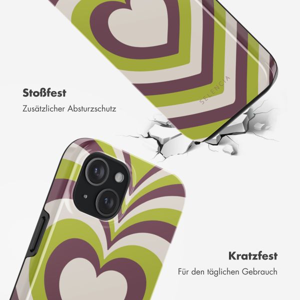 Selencia Vivid Rückabdeckung mit MagSafe Apple iPhone 15 - Double Hearts Plum Fern