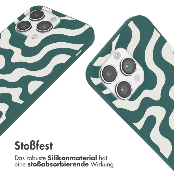 imoshion Silikonhülle design mit Band für das iPhone 14 Pro - Petrol Green Groovy