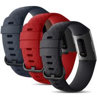 imoshion Silikonband Multipack für die Fitbit Charge 3 / 4 - Schwarz / Blau / Rot