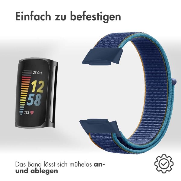 imoshion Nylonarmband für das  Fitbit Charge 5 - Größe S - Dunkelblau