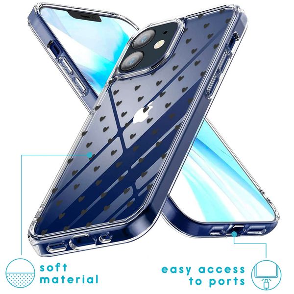 imoshion Design Hülle Apple iPhone 12 Mini - Hearts All Over Black