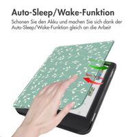 imoshion Design Slim Hard Case Klapphülle Kobo Clara Colour / BW - Smoke Green Flowers