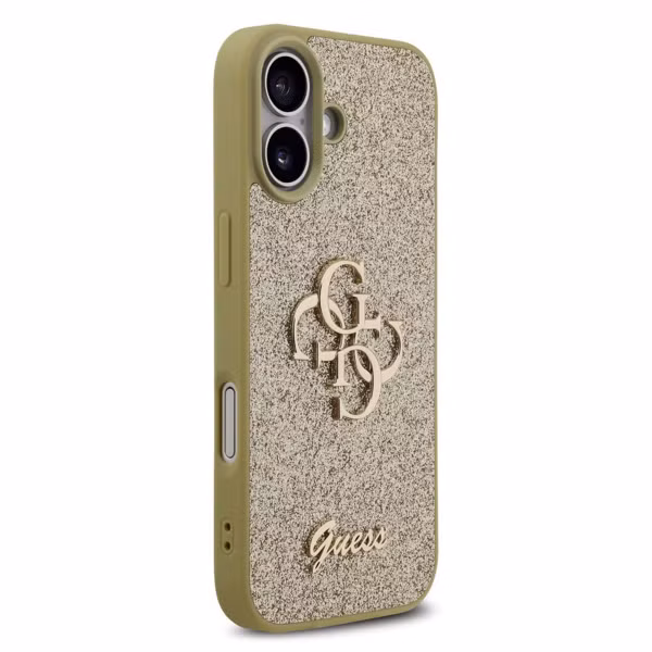 Guess 4G Metal Logo Back Cover mit Glitter Apple iPhone 17 - Gold