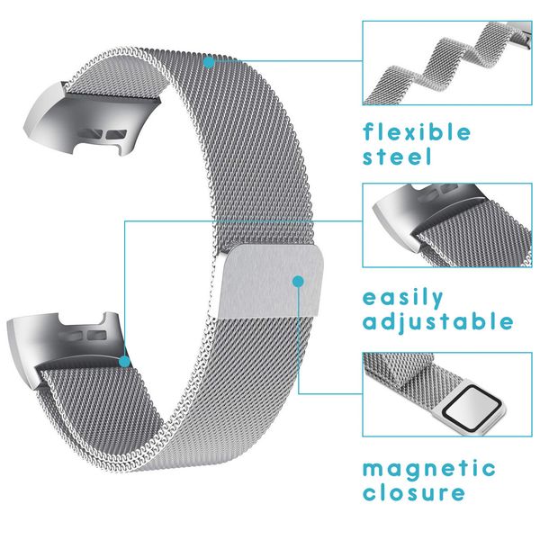 imoshion Milanese Watch Armband Fitbit Charge 3 / 4 - Silber