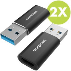 imoshion 2x USB-A 3.1 (Stecker)-auf-USB-C (Buchse)-Adapter – OTG – Schwarz
