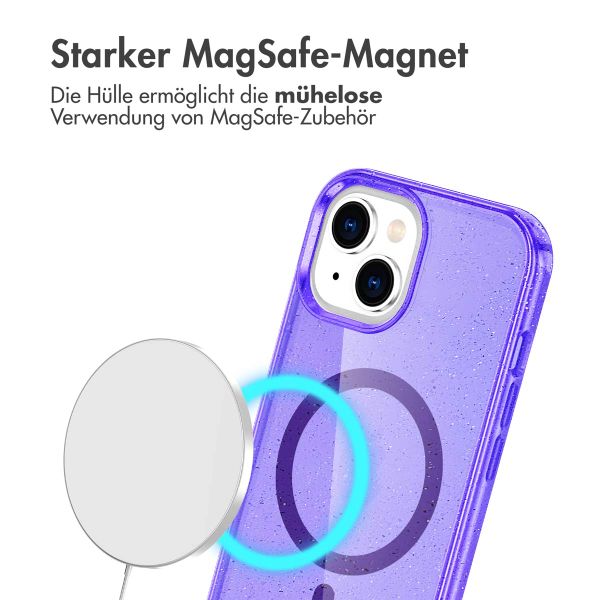 imoshion Sparkle Back Cover mit MagSafe Apple iPhone 15 - Glitzer Violett