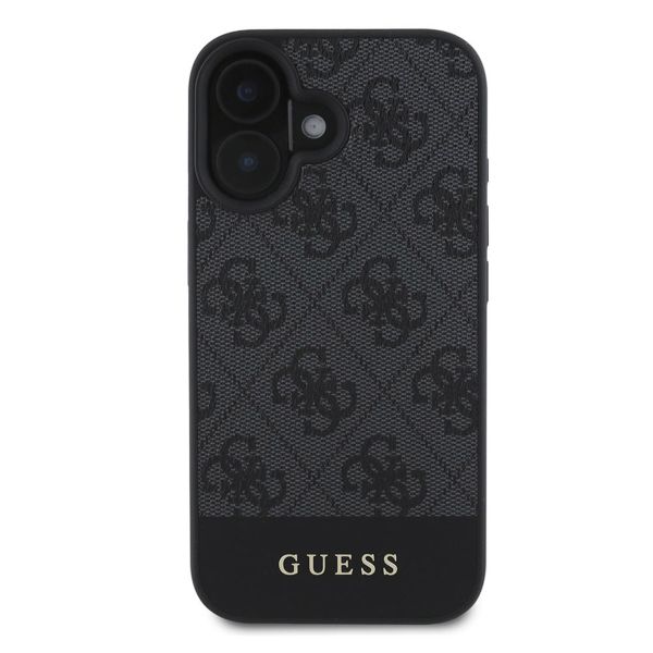 Guess Bottom Stripe 4G Back Cover für das iPhone 16 - Grau