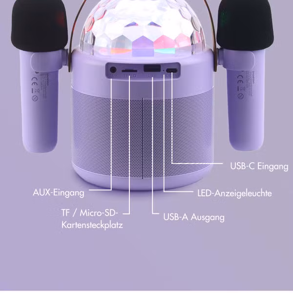 imoshion Sing & Shine Karaoke-Set - Lautsprecher und 2 Mikrofone - Lavender Lilac