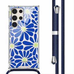 imoshion Design Hülle mit Band Samsung Galaxy S23 Ultra - Cobalt Blue Flowers Connect