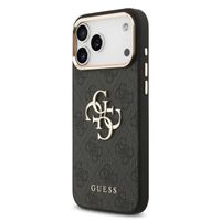 Guess 4G Metal Logo Back Cover Apple iPhone 17 Pro Max - Gold Edge - Black