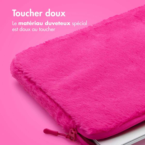 imoshion Fluffy Laptop Hülle 15-16 Zoll - Laptop Sleeve - Hot Pink