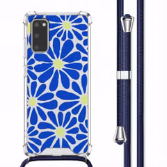 imoshion Design Hülle mit Band Samsung Galaxy S20 - Cobalt Blue Flowers Connect
