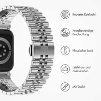 Selencia Jubilee-Edelstahlarmband für Apple Watch Series 1 t/m 11 / SE / Ultra (44/45/46/49 mm) - Silber
