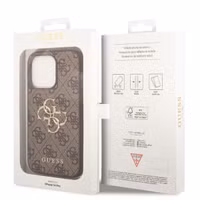 Guess 4G Metal Logo Back Cover Apple iPhone 14 Pro - Braun