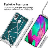 imoshion Design Hülle mit Band für das Samsung Galaxy A40 - Petrol Green Graphic