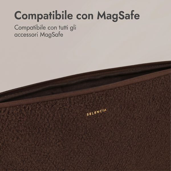 Selencia Teddy Laptop Hülle 13-14 Zoll - Laptop Sleeve - Choco Brown