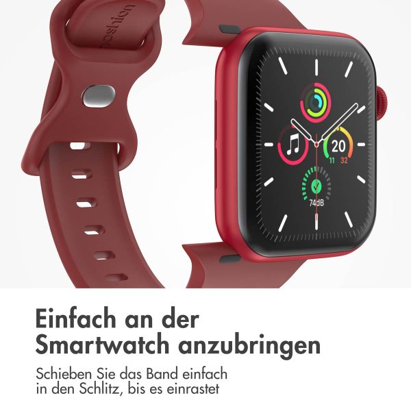 imoshion Silikon-Armband⁺ für  Apple Watch Series 1 t/m 11 / SE / Ultra (44/45/46/49 mm) - Größe M/L - Wine
