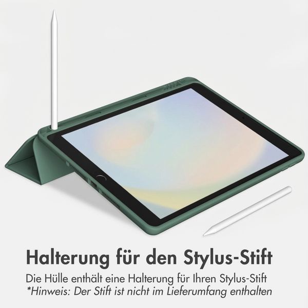 Accezz Smarte Klapphülle aus Silikon Apple iPad 9 (2021) 10.2 Zoll / iPad 8 (2020) 10.2 Zoll / iPad 7 (2019) 10.2 Zoll - Dunkelgrün