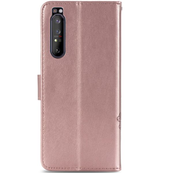 Kleeblumen Klapphülle Roségold für das Sony Xperia 1 II