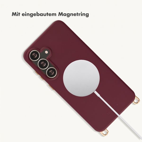 Selencia Rivièra Backcover mit MagSafe mit abnehmbaren Haken Samsung Galaxy S25 FE - Bold Burgundy