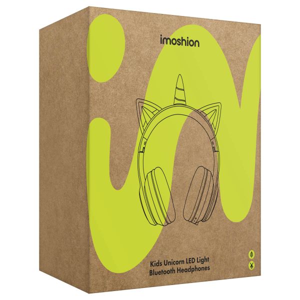 imoshion Kids Unicorn LED Light Bluetooth Kopfhörer - Kinderkopfhörer mit Dezibelbegrenzer - Drahtloser Kopfhörer + AUX-Kabel - Soft Blue / Yellow