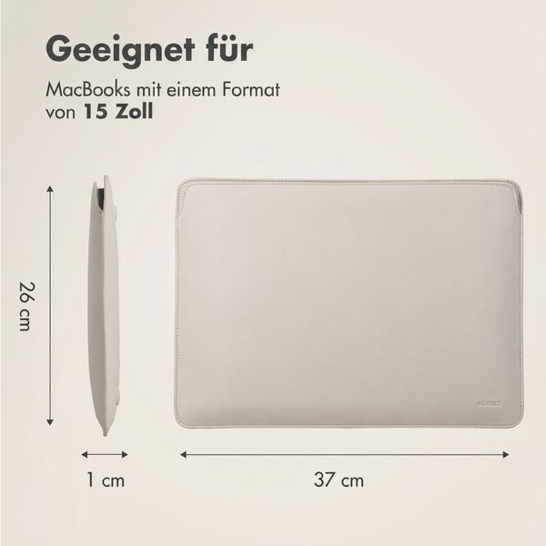Accezz Leather Laptop Hülle Apple MacBook 15 Zoll - Laptop Sleeve - Beige